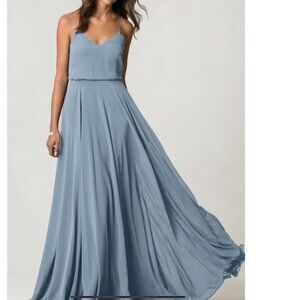 Jenny Yoo Collection INESSE Sleeveless Bridesmaid Evening Long Gown Blue size 6